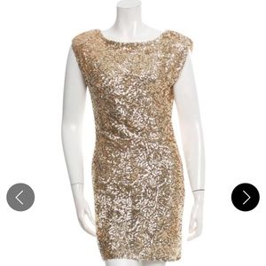 Gold sequined Alice + Olivia dress perfect for holidays!!